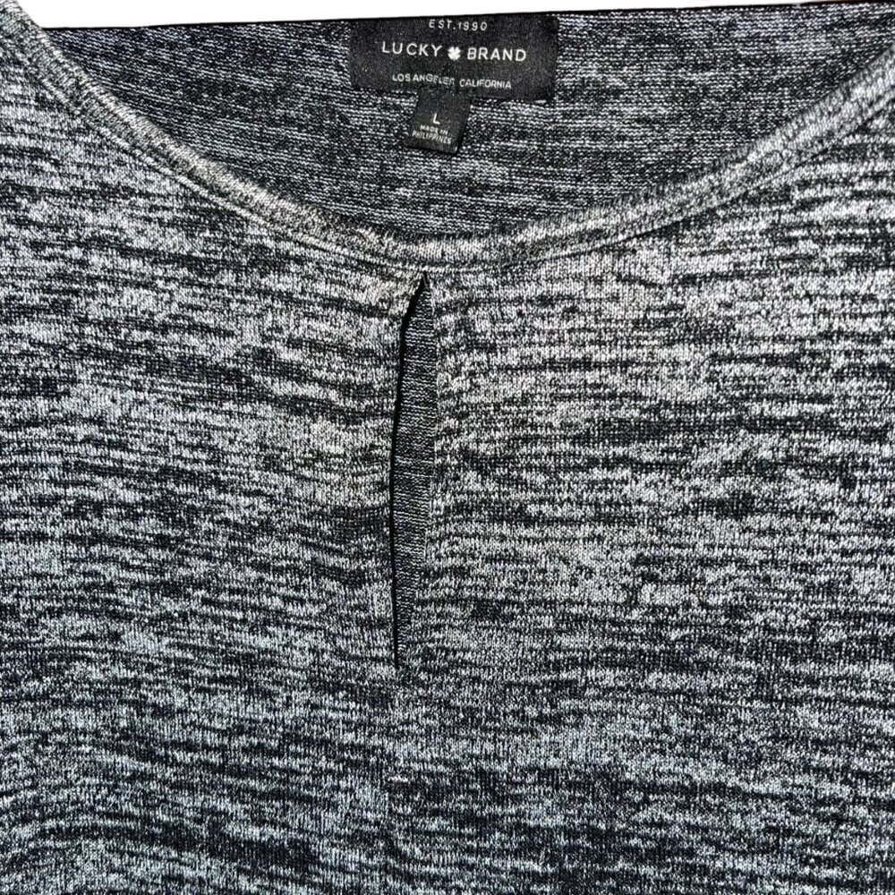 Lucky Brand Cold Shoulder Black Heather You Are Loved Women's Size Large Shirt - Picture 4 of 4